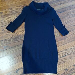 Women's Small Black Cowl Neck Knit Sweater Dress